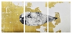 TRIPTYCH 210X100cm Total Intaglio Collagraph Print With Gold Leaves 2105 RASMI SOUKOULIS